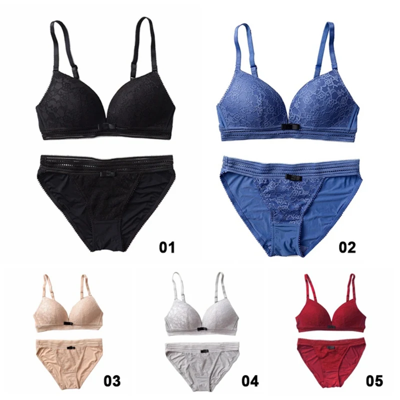 

Women Deep-V Sexy Bra Set Fashion Lady Lace Bras Female Wireless Adjustable Straps Sexy Temperament Lingerie Set