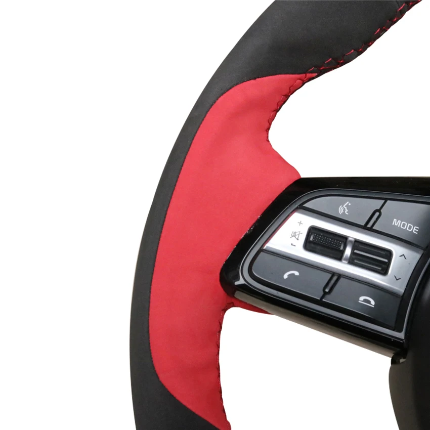 

LQTENLEO Black Red Suede Car Steering Wheel Cover For Kia K5 Optima 2018 2019 Sportage 3 2017-2019 Forte Ceed Cee'd 2017-2019
