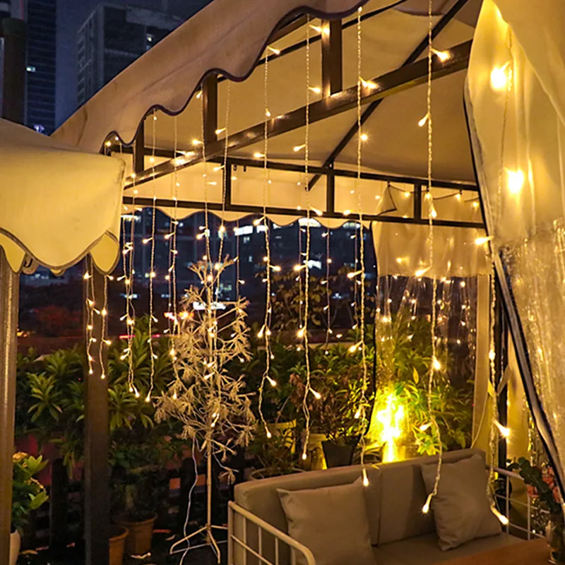 

Christmas Garland LED Curtain Icicle String Light 220V Droop 5M 96LEDs 0.4-0.6m Mall Eaves Garden Stage Outdoor Fairy Lights