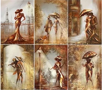 chenistory paint by number oil acrylic painting woman handpainted diy kit drawing oil painting picture golden woman wall art