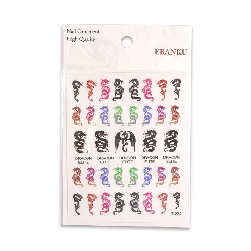 3D наклейки для ногтей с китайским драконом декоративные дизайнерские