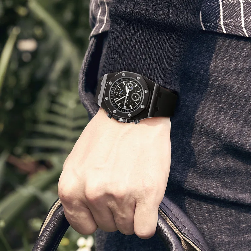 

Top Brand ONOLA Mens Quartz Watches Fashion Rubber Strap Wristwatch Chronograph Sports Waterproof Clock Relogio Masculino