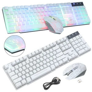for pc ps4 xbox one 1set durable 2 4ghz wireless gaming keyboard and mouse set rgb backlit luminous keypad 2400dpi mice pohiks free global shipping