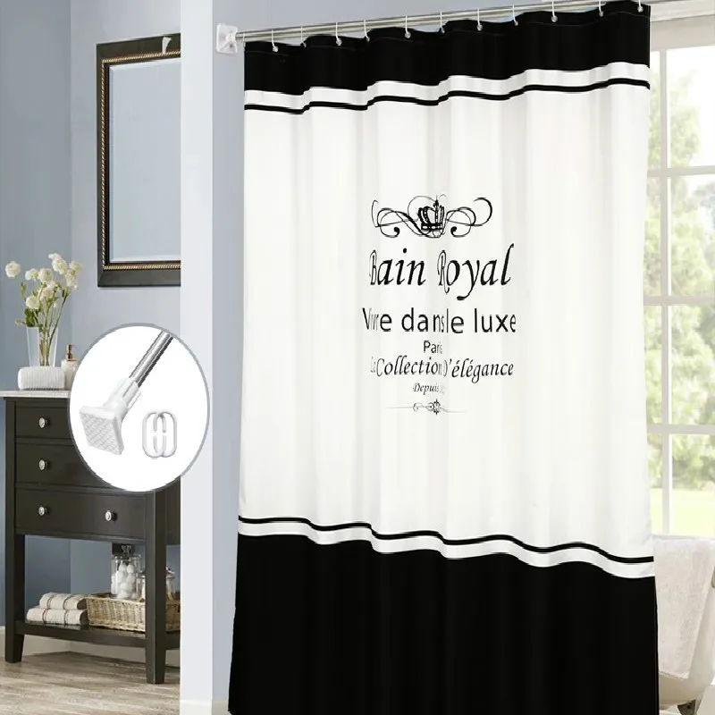 

Waterproof Durable Shower Curtains Eco-friendly Quick-drying Polyester Screen Crown Pattern Multiple Size Washable Curtains New