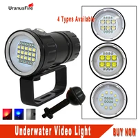uranusfire led waterproof diving flashlight video light xhp70 xm l2 photography torch underwater video lighting for diving
