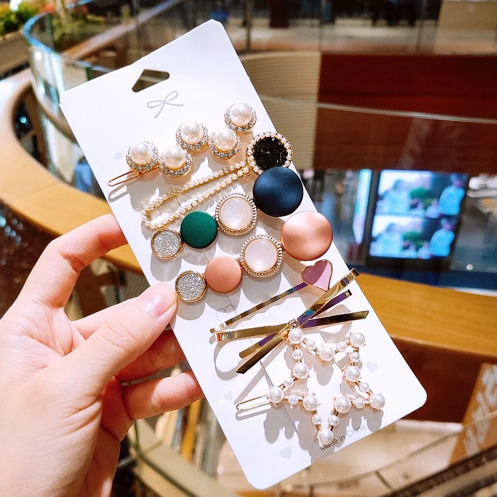 

Pearls and Acrylic Resin Hair Clips Glitter Crystal Hairpin Elegant Hair Clip Accessories Gifts for Women Girls