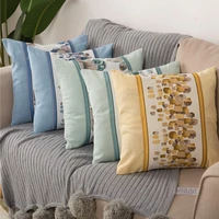 modern minimalist polyester cotton blend stitching stone flower pillow sofa cushion car cushion cover