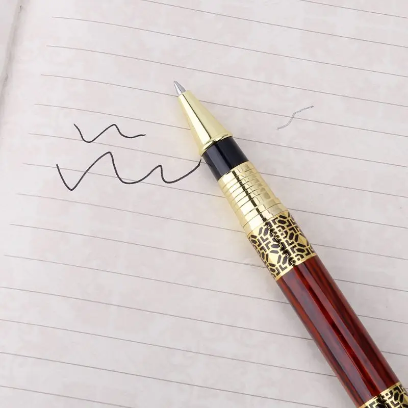 

Luxury Metal Ballpoint Pen Imitation Wood Emboss Pattern Rollerball Pen Office School Stationery M5TE