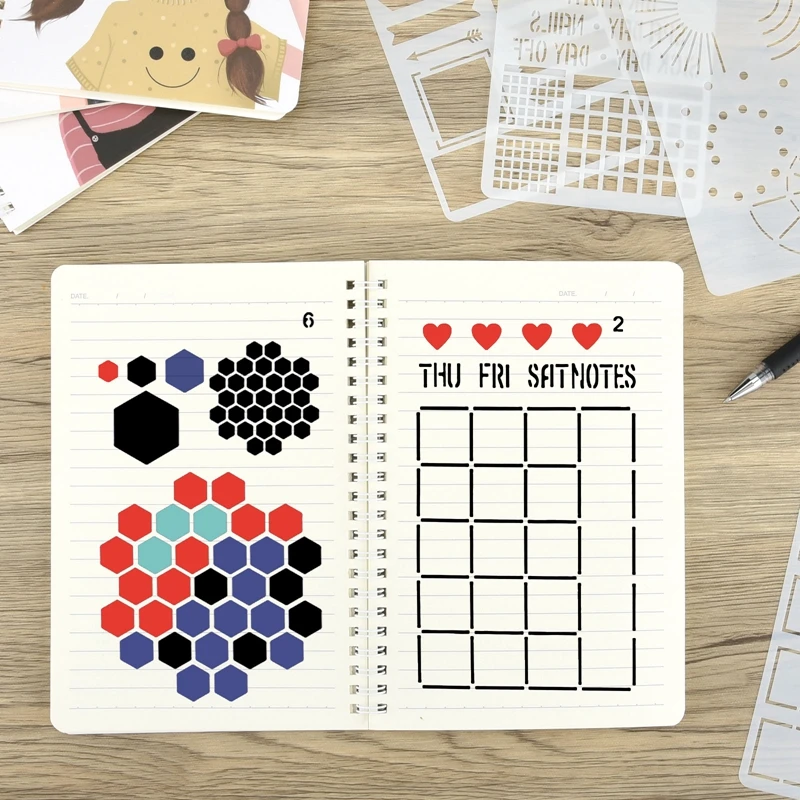 

18Pcs/Set Bullet Journal Stencil Set Plastic Planner DIY Drawing Template Diary Decor Craft Drop Shipping