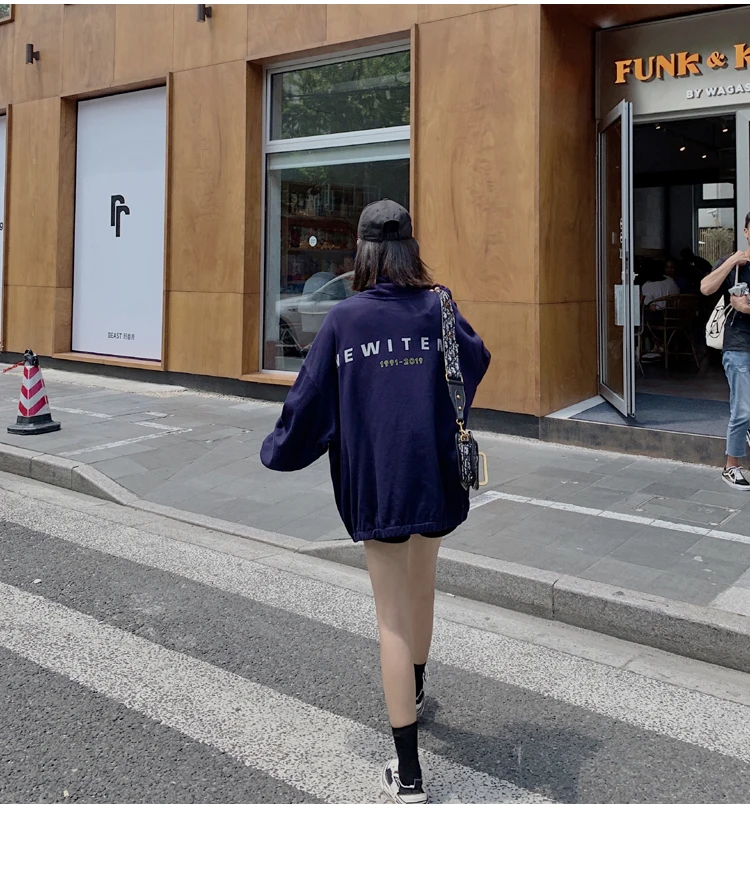 

2020 new Korean student super fire cec lazy long-sleeved top half high collar loose bf sweatershirt women fashion all-match