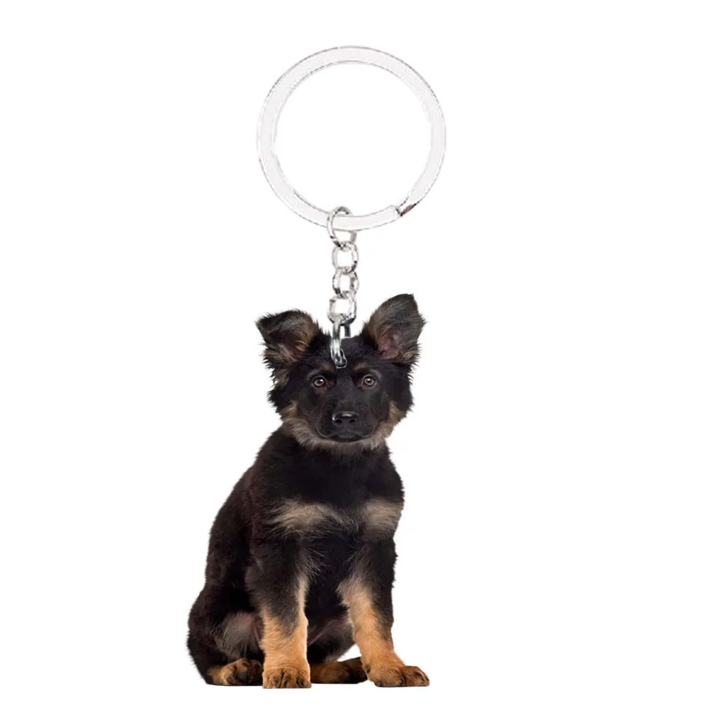 

German Shepherd Dog kawaii Keychain Animal NOT 3D Flat lucky womens cute charms bag drop charms Girls Gift key chain accessories