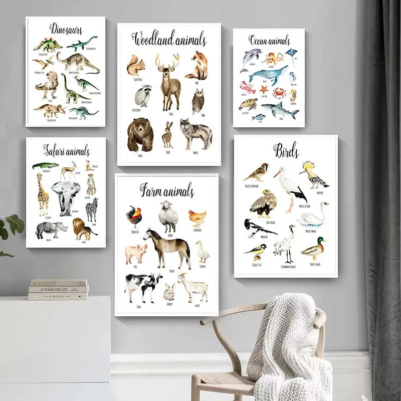 

Nordic Art Decor Ocean Land Animal Dinosaurs Picture Quality Canvas Painting Poster Home Decor Nursery Kids Room Wall Decor A886