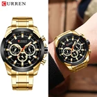 Часы CURREN мужские кварцевые, роскошные креативные дизайнерские модные спортивные Водонепроницаемые наручные часы с хронографом из нержавеющей стали