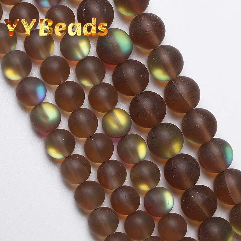 

5A Quality Matte Austria Coffee Crystal Moonstone Glitter Beads Natural Loose Beads For Jewelry Making DIY Women Bracelet 6-12mm