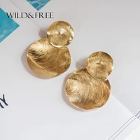 wildfree retro geometric round dangle earrings for women vintage gold color hanging earrings modern female earrings jewelry