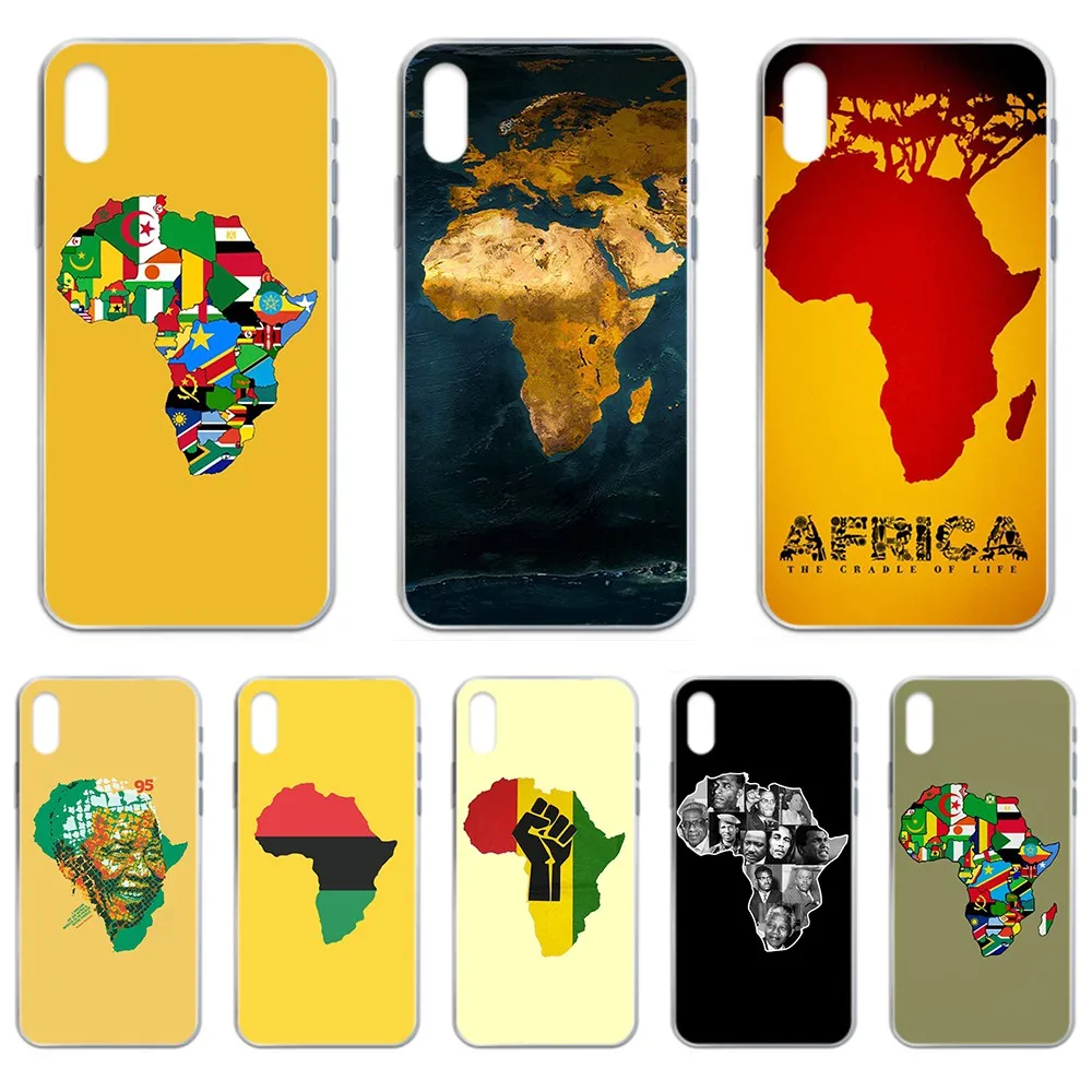 Чехол бампер из ТПУ с черной картой Африки Прозрачный чехол для телефона iphone 4 4S 5