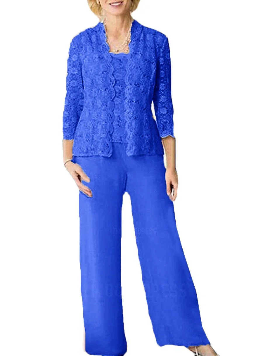 Женский костюм из трех предметов элегантный облегающий для матери невесты