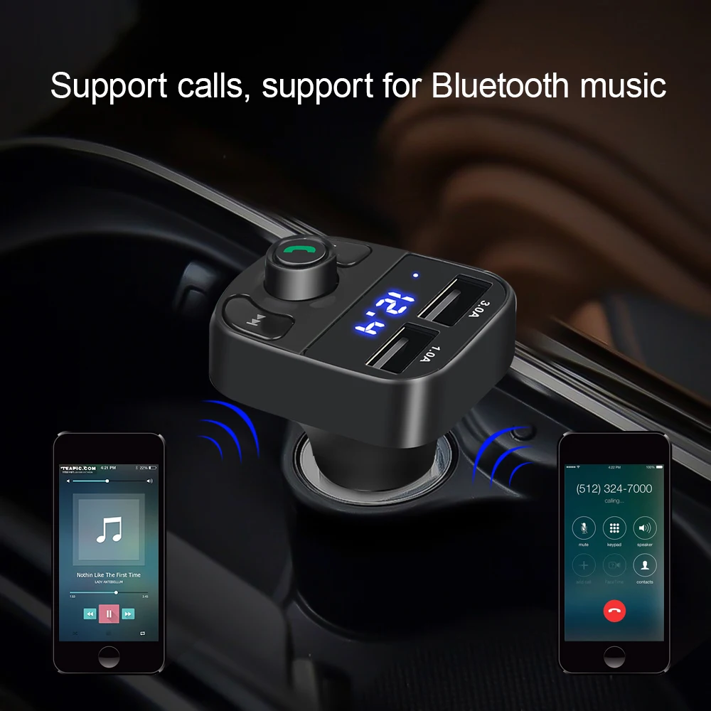 KEBIDU светодиодный экран Bluetooth беспроводной MP3 передатчик двойной USB 3.0A