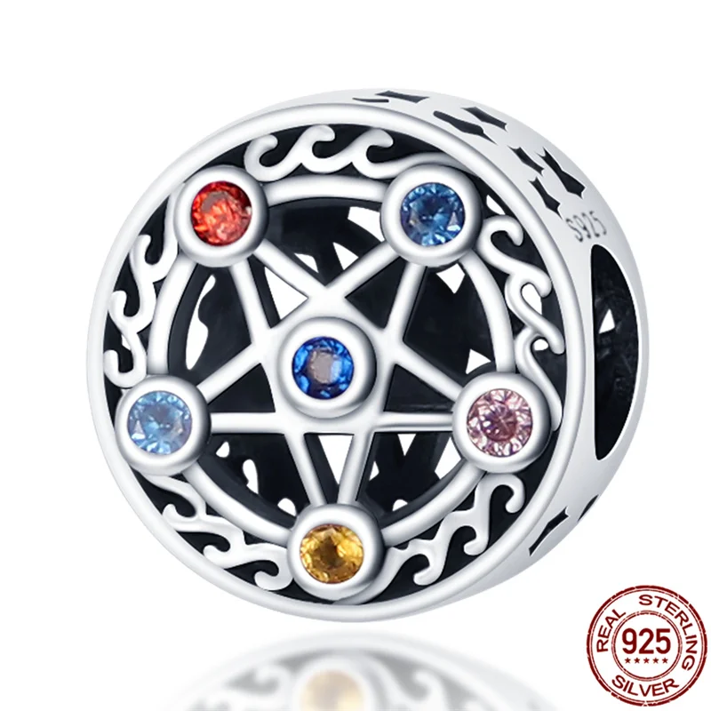 

Authentic 925 Sterling Silver 6 Beads Pentagram Beads Fit Original Pandora Bracelet&Bangle For Women Fashion Jewelry Gift