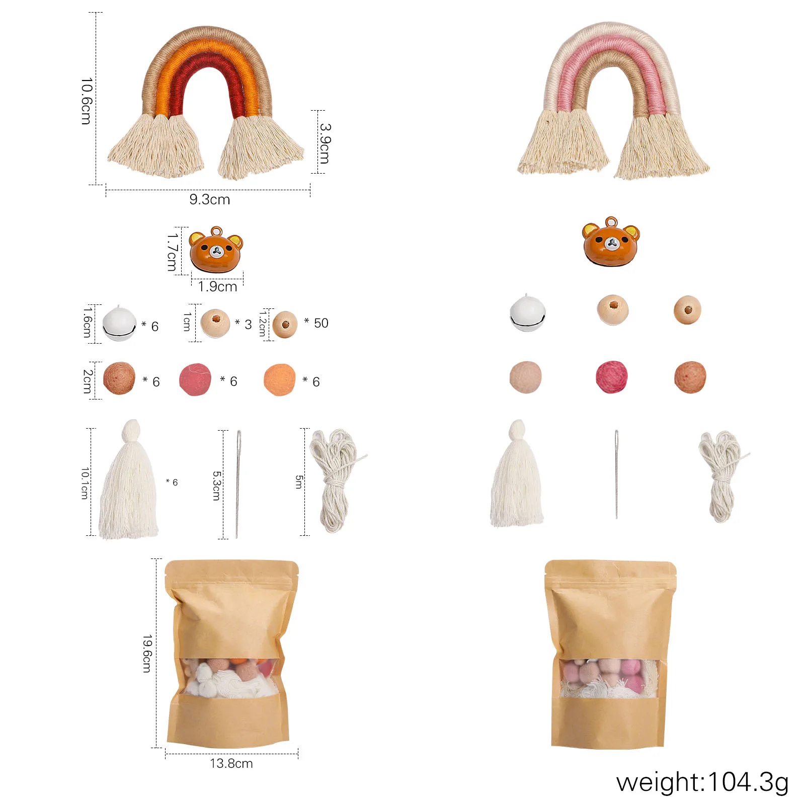 

Baby DIY Material Package Toy Rainbow Rattle Wool Beads Infant Bed Bell Mom Handmade Bed pendant for Newborn 0-12 months