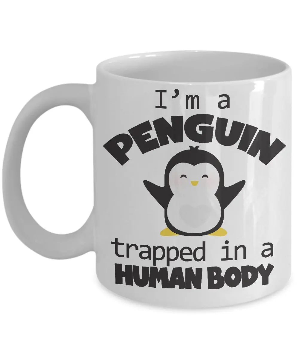 Забавная кофейная кружка I'm A Penguin In Human Body Red 11 унций|Кружки| |