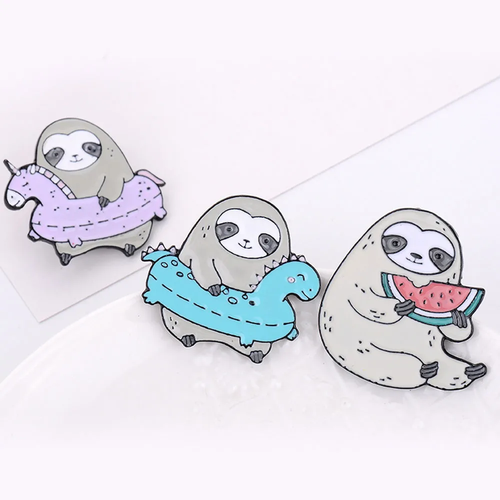Супер милый Ленивец разноцветные Мультяшные животные эмалированная булавка