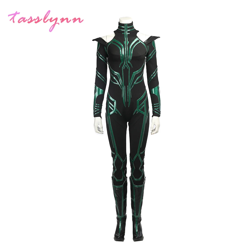 Superhero Movie Thor 3 Ragnarok Goddess of Death  Hela Cosplay Adult PU Party Bodysuit  Halloween Costumes for Women