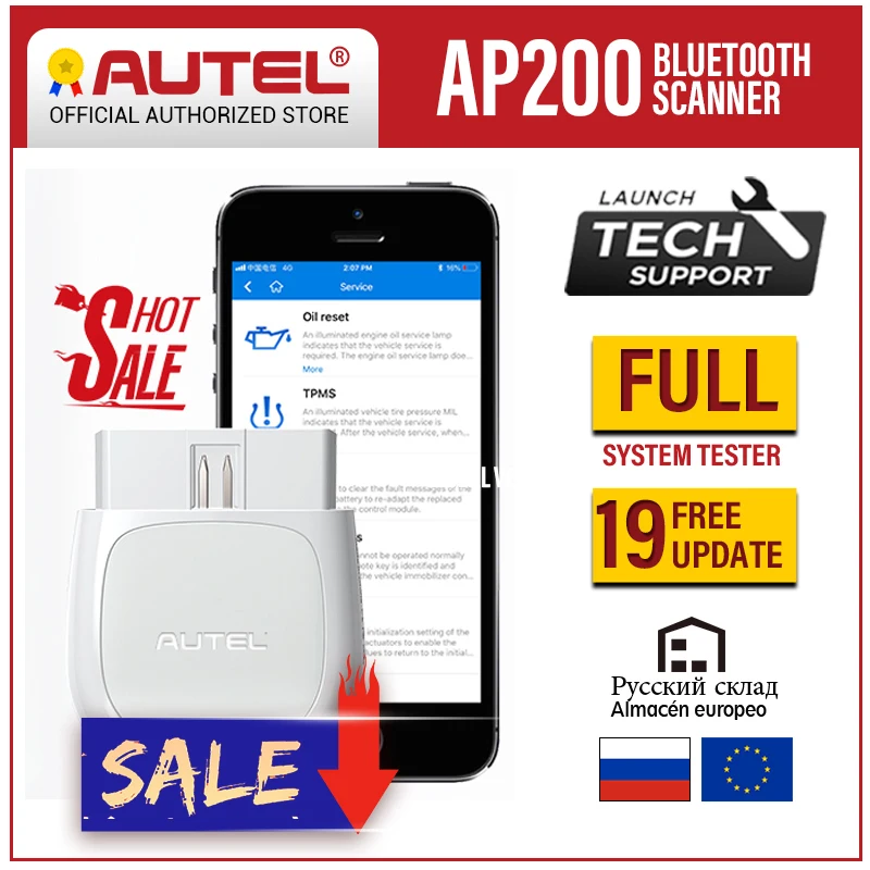 Autel AP200 Bluetooth OBD2 автоматический считыватель кодов диагностический сканер Android IOS