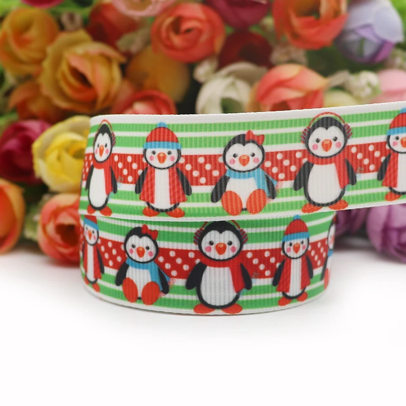

7/8" 22mm 50 yards Christmas Day printed grosgrain ribbons DIY hair bows handmade materials Y2020091201