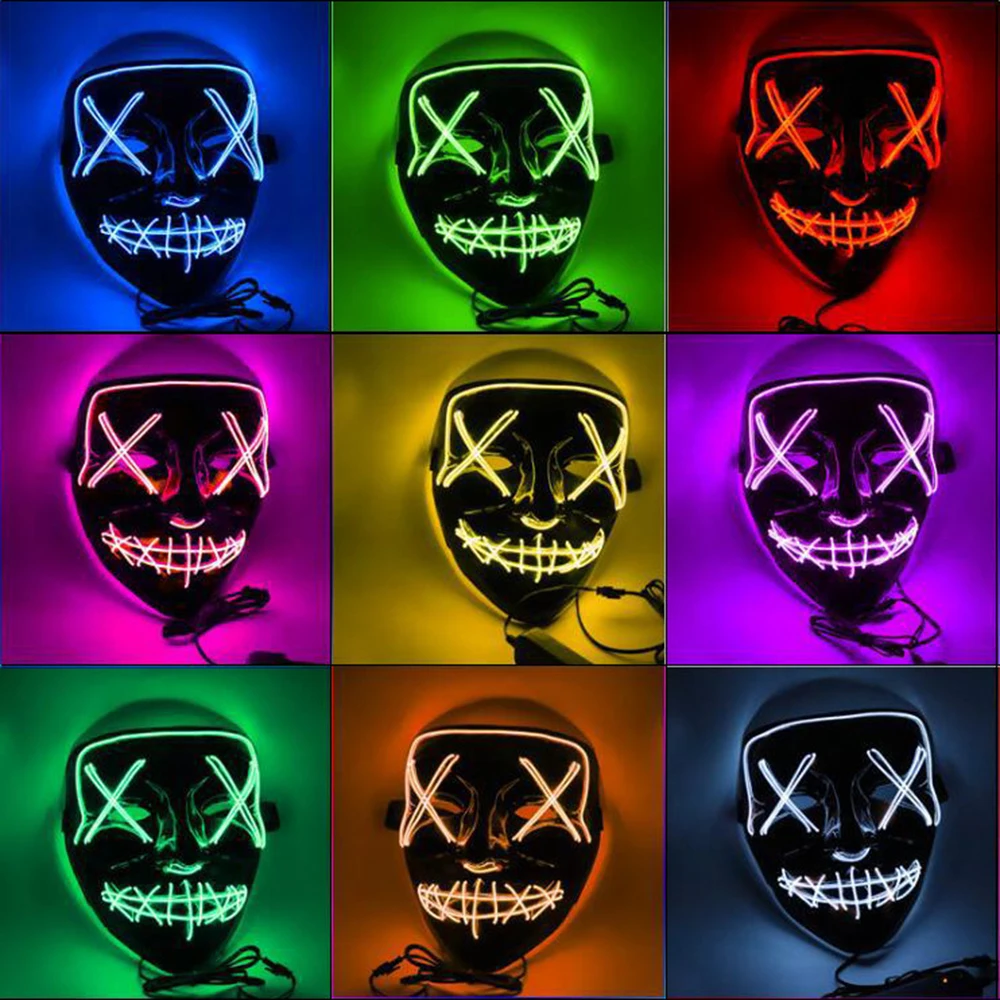 

LED Mask Skull Dance Mask Neon Mask Light Luminous Horror Mask Luminous Mask Mixed Color Festival Popular Cospaly Party Mask