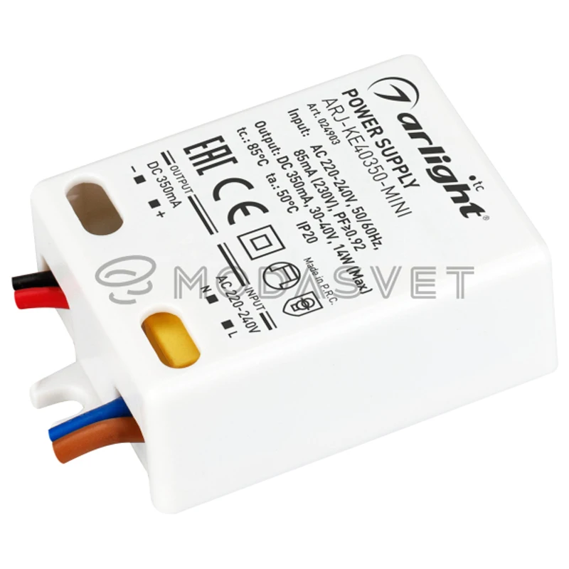 Блок питания ARJ-KE40350-MINI (14W, 350mA, PFC) ( IP20 Пластик, 5 лет)