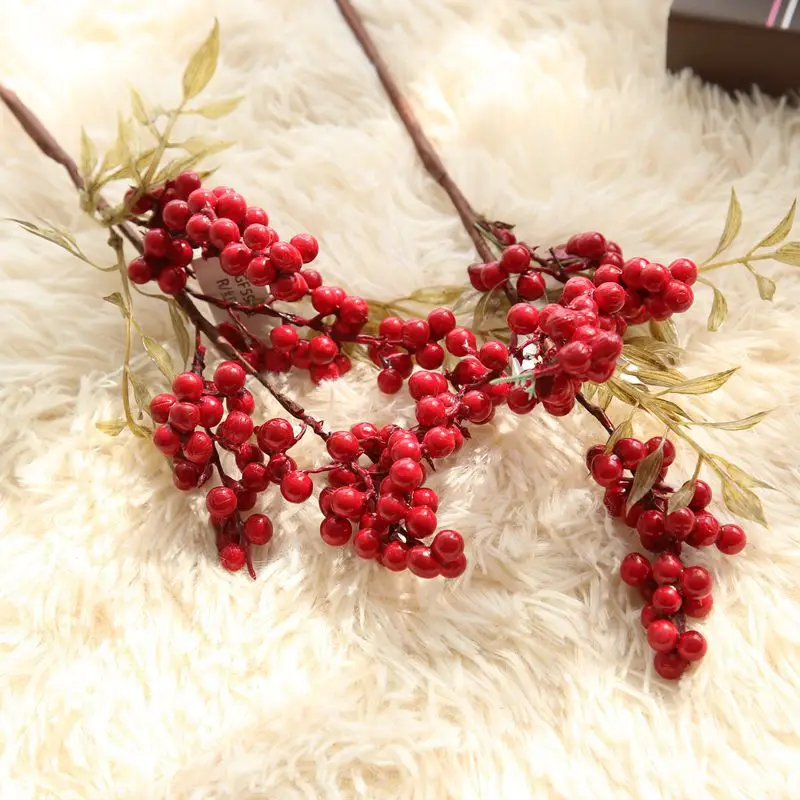 

10 шт. моделирование красный пены Berry бобы искусственные растения для рождественские украшения дома цветок аксессуары поддельные ягоды ветк...