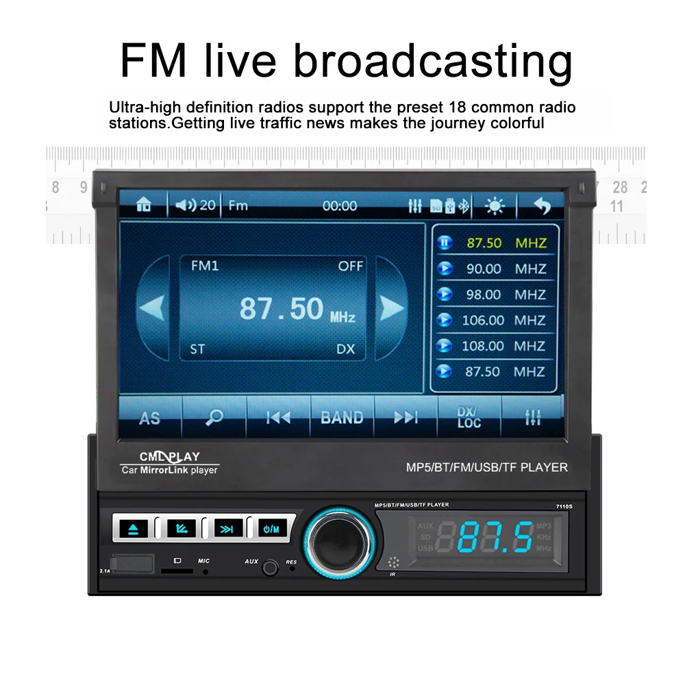 Выдвижной Автомобильный MP5 плеер 7-дюймовый экран радио GPS навигация FM MP3