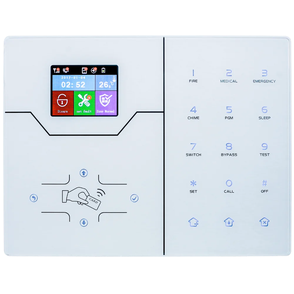 Рекламное меню с английским французским текстом RJ45 Ethernet TCP IP GSM сигнализация