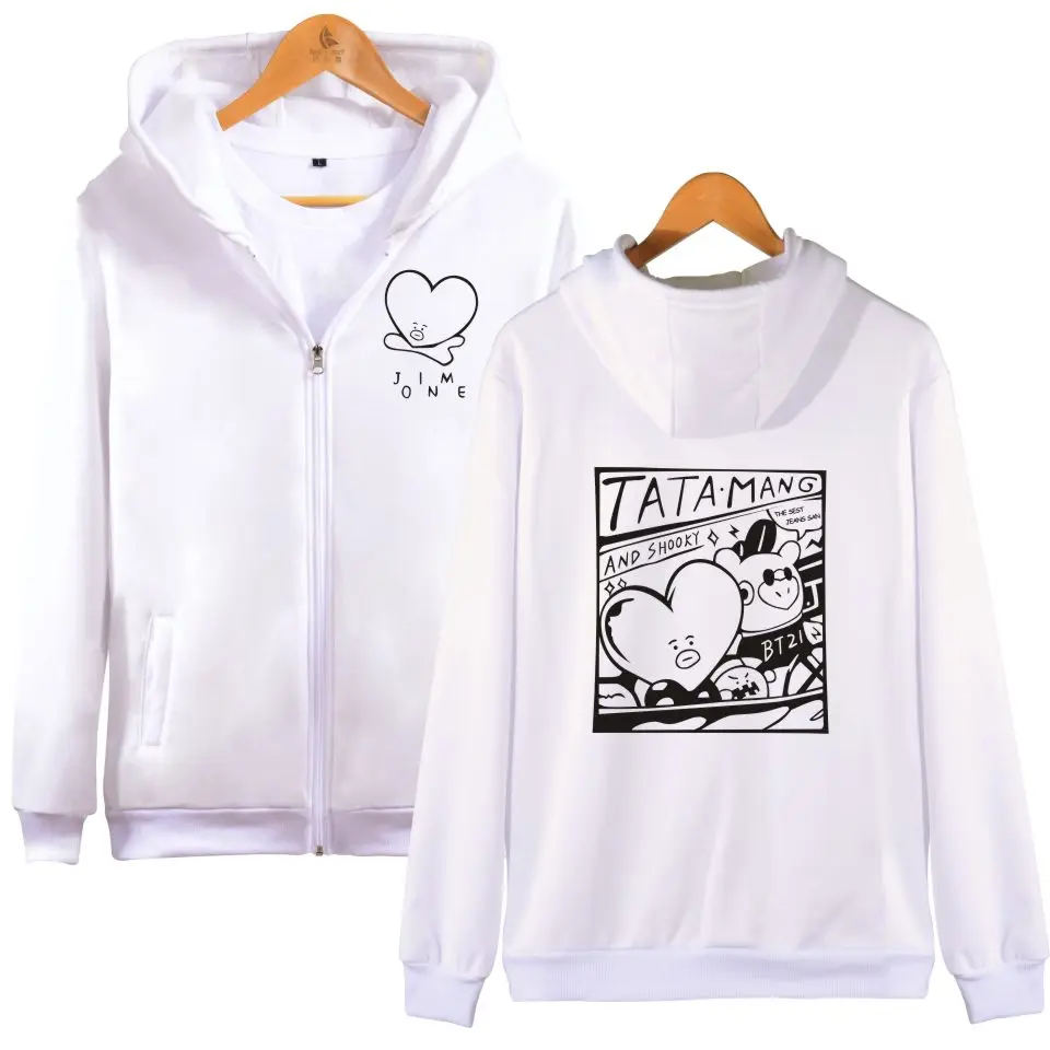 Kpop Bangtan Jim V Zipper Hoodies Sweatshirt Cool Kpop College Stylish New Autumn/Winter Casual Fashion Zipper Sweatshirt