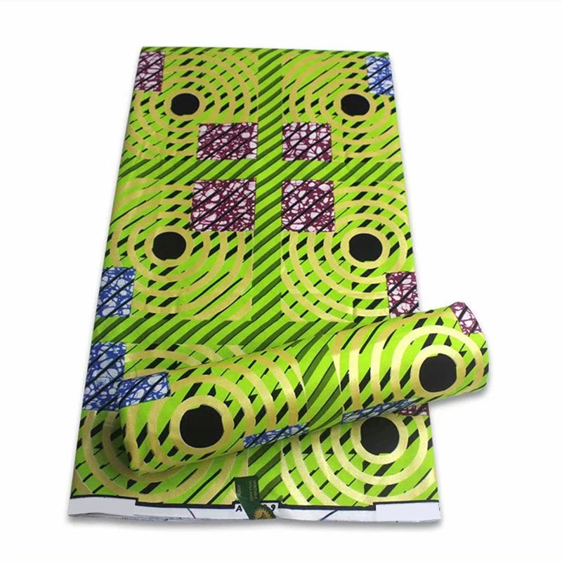 

2021 African Real Wax Fabric Golden Prints Soft Pagne Ankara Cotton Material Nigerian Silver Ghana For Wedding Party Dress VL-57