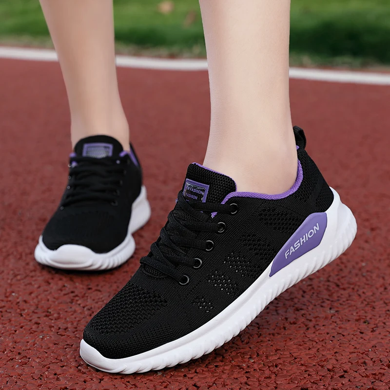 

Women Casual Shoes Fashion Breathable Walking Mesh Lace Up Flat Shoes Sneakers Women 2021 Tenis Feminino Pink Black White