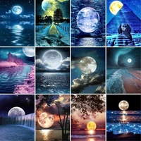 gatyztory 60x75cm frame picture by numbers handpainted unique gift for adults moonlight landscape painting home craft