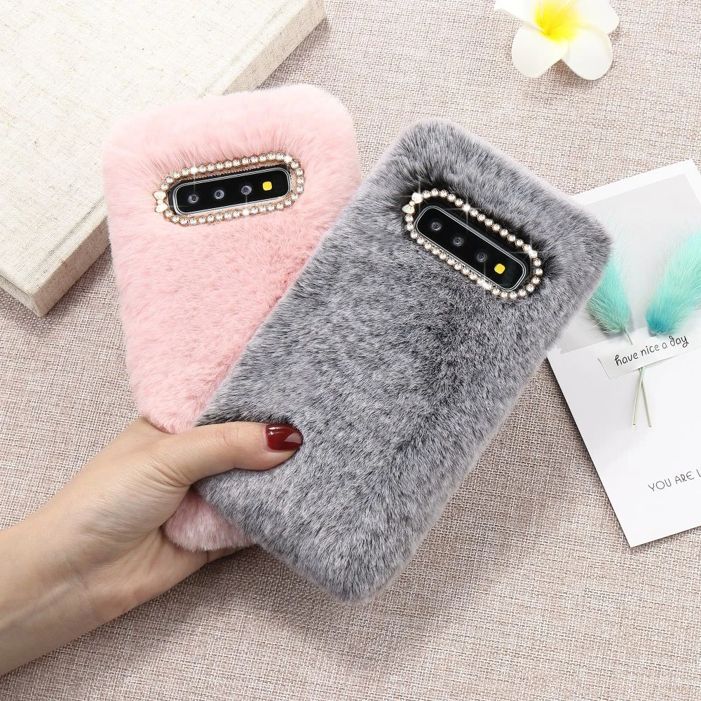 Милый теплый Пушистый чехол для Samsung S8 S9 S10 Plus S7 Edge S10e Note 9 10 A30 A40 A50 A21 A21S мягкий