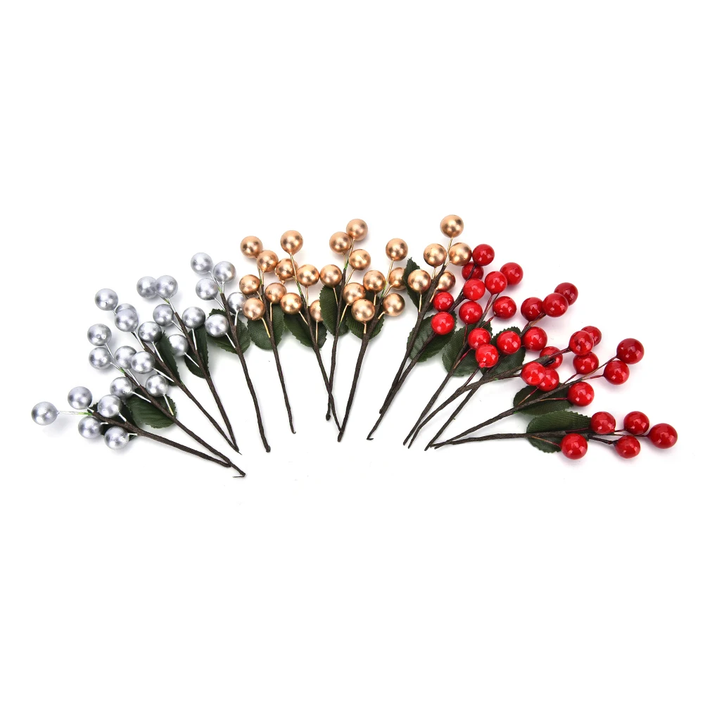

NEW 5Pcs ( 5 Head ) Artificial Fruit Bouquet Of Cherry Berry Fake Pearl Flower Stamens DIY Wedding Home Decoration Wholesale