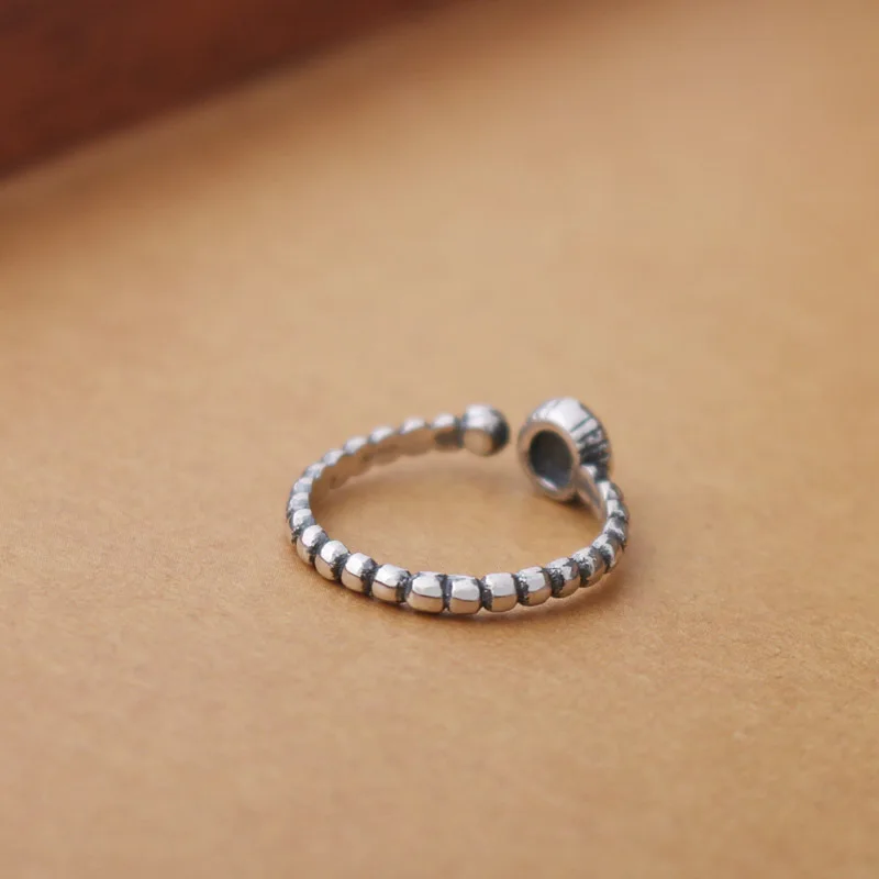 

New Cute Funny Silver Color Black Finger Ring For Women Girls Gifts 100% Real Solid Silver Jewelry 2020