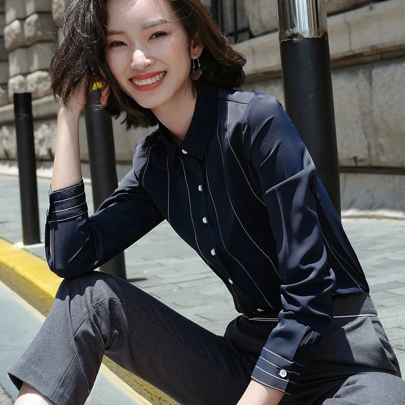 Lenshin рубашки в полоску для женщин мягкая и удобная блузка с длинными рукавами