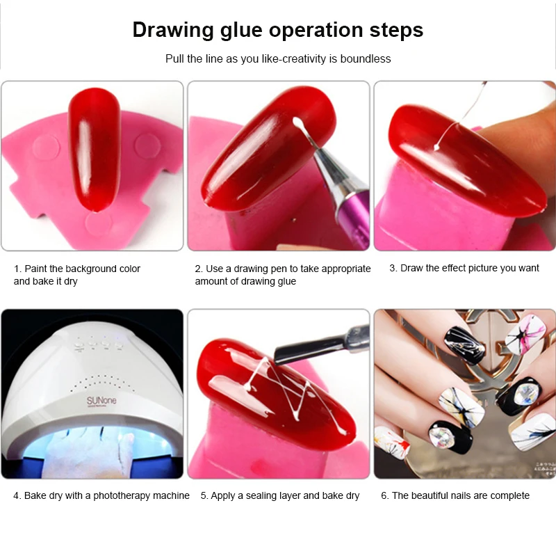 12 Цветов нейл арта паук Гель Дизайн Покраска ногтей УФ лак супер сильный стрейч