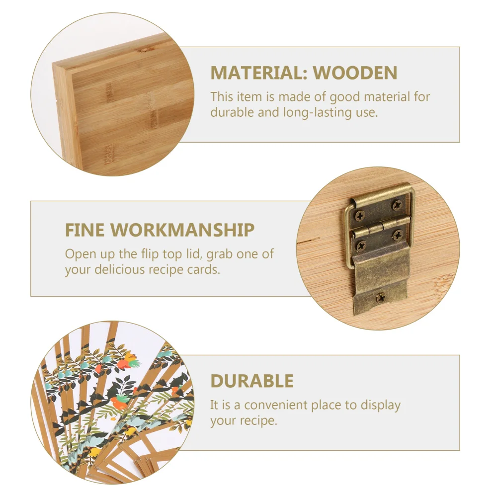 

1pc Wooden Recipe Storage Box Creative Clamshell Recipe Container for Kitchen