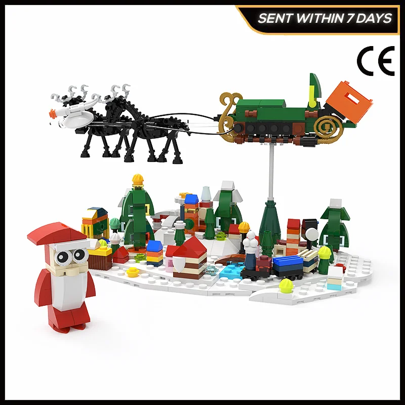 

MOC Christmas Fright Night Snow Reindeer Sleigh Model Building Block DIY Bricks Educational Toys For Kid's Xmas Gifts