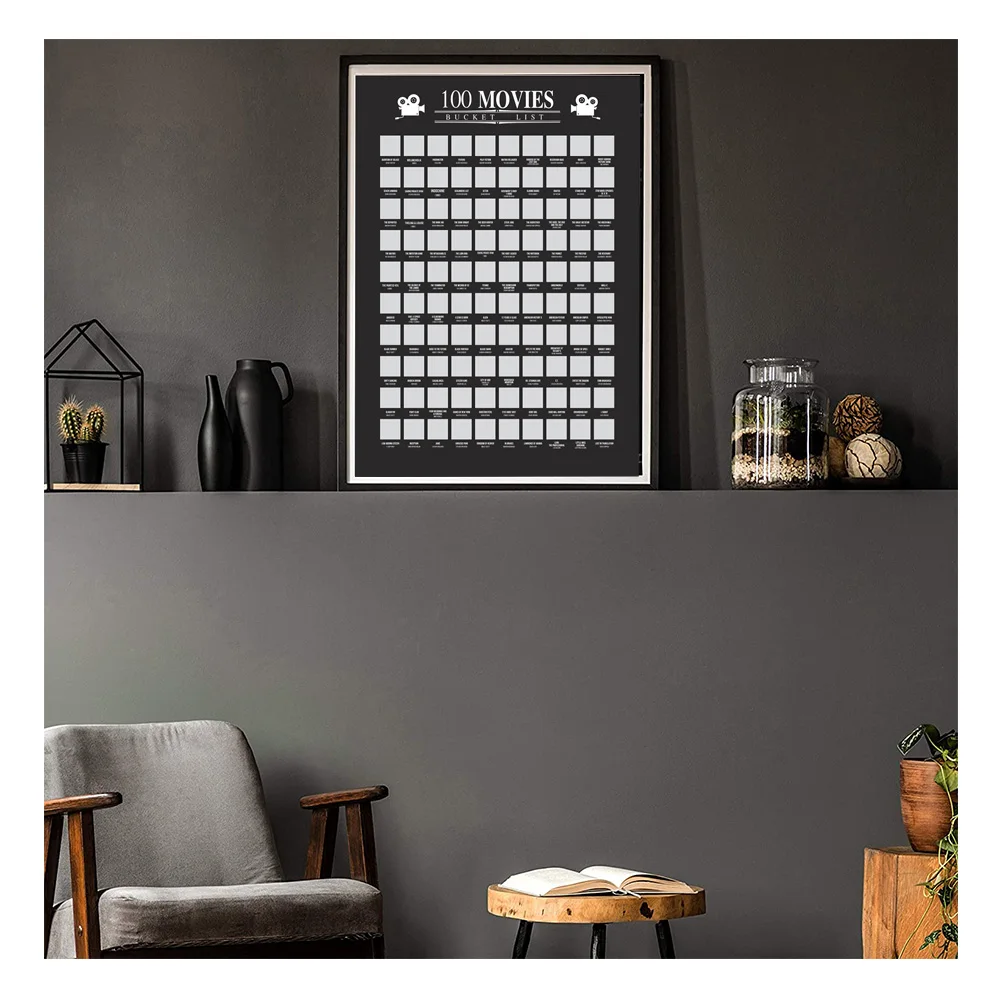 

100 Movie Scratch Off Poster Must To See Movies Top Films Of All Time Bucket List For Couple Gift Unframed Decor Home Wallpaper