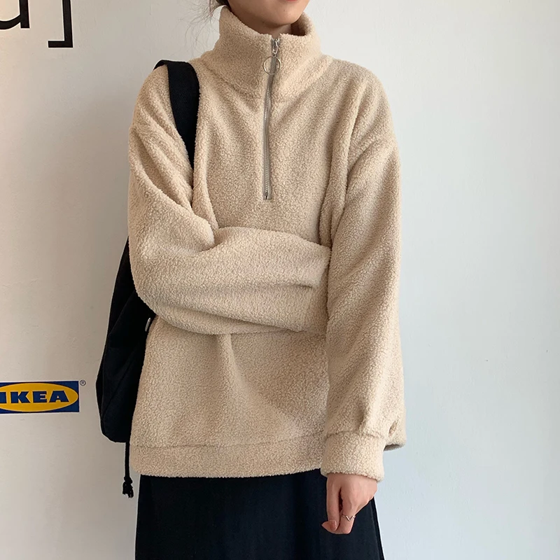 

Флисовая толстовка с капюшоном, свитшоты для женщин, осенняя Водолазка с длинным рукавом, пуловер, пальто, женская плюшевая теплая одежда, с...