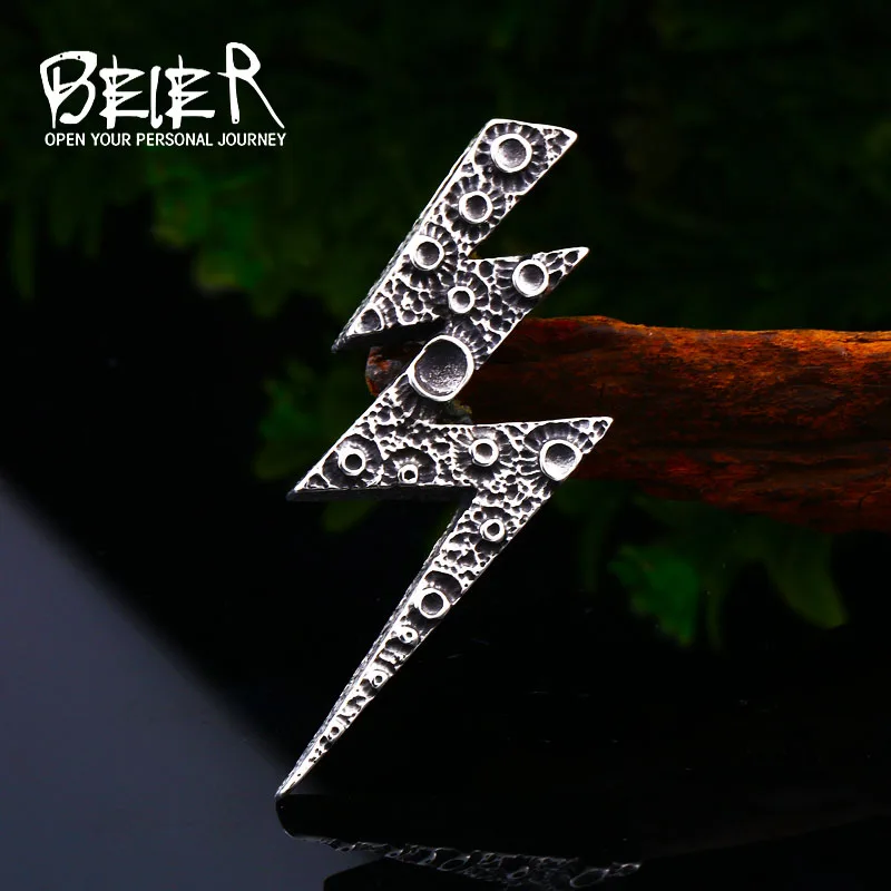 Мужская цепочка от BEIER подвеска молния в стиле ретро из нержавеющей стали