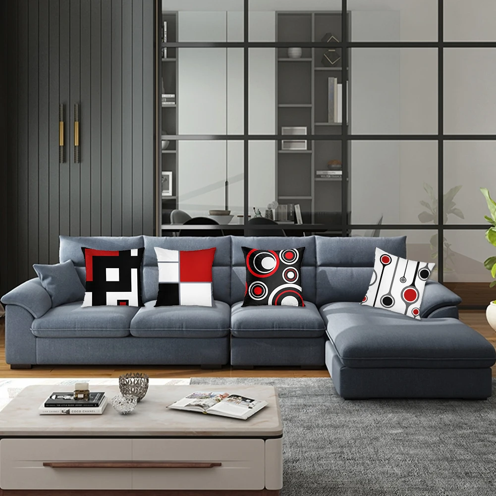 

4PCS Cushion Covers Set Square Linen Decorative Throw Pillow Covers With Printing For Home Party Sofa Bedroom Livingroom