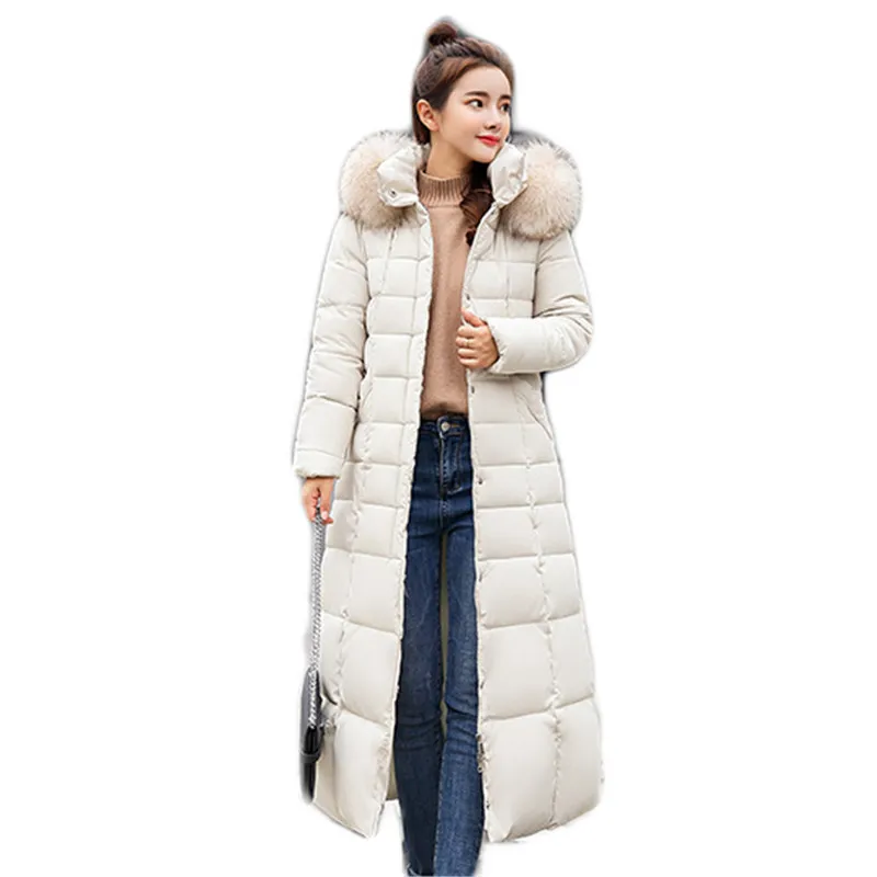 

Winter Coat Women White M-3XL Plus Size Fur Hooded Parka Nice Pop Korean Vogue Slim Pocket Thick Warmth Jacket Feminina LD1238